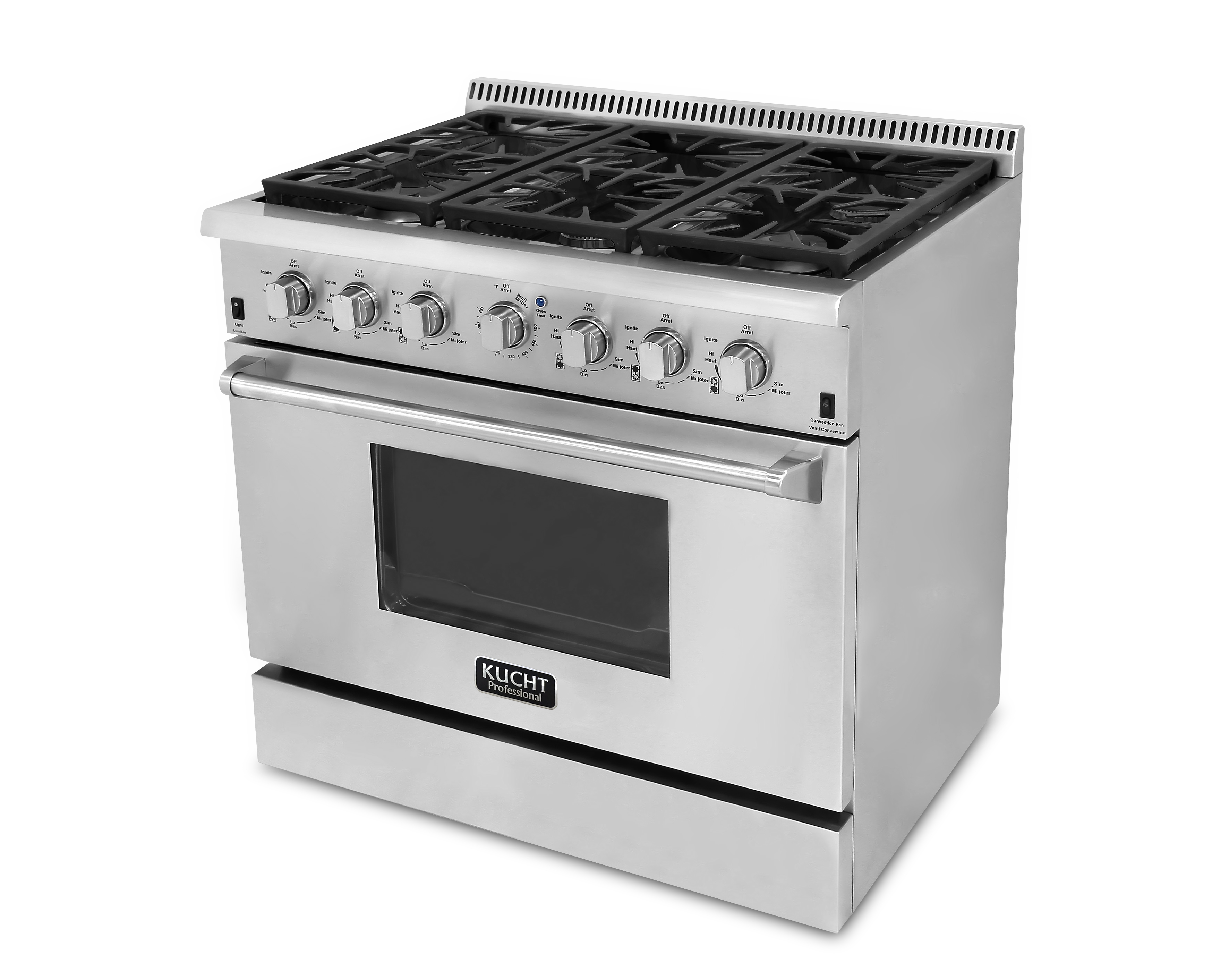 KUCHT 36 Professional Gas Range KRG3603u Stainless Steel Convection Oven All Major Appliances LLC